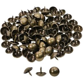 Shapenty Small Vintage Decorative Furniture Chair Sofa Rivet Nails Upholstery Tacks Push Pins Thumbtacks for Cork Board DIY Craft Projects, Antique Brass,100PCS (9 x 9mm)
