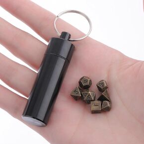 7 PCS Mini Dice Set, DND Miniature Metal Game Dice Set Portable Antique Copper Miniature with Keychain Case for D&D Player TTRPG Gamer or Dungeons and Dragons Role Playing Table Game Tools Gifts