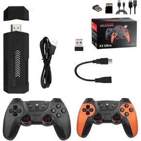 X2 Ultra Retro Game Console Stick 4K- 3D Games 2.4G Wireless Controllers HD Output with 256G TF Card 58000+Classic Games Plug and Play Video Game Nostalgia Stick for TV Arcade