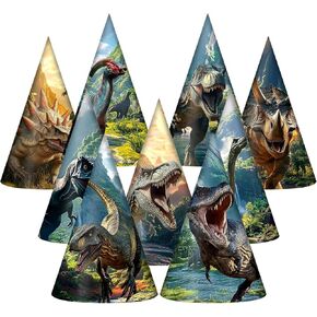 24 Pcs Dinosaur Party Hats Dinosaur Birthday Party Hats Cone Shaped Dino Headband Colorful Paper Party