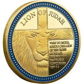 Lion of Judah Challenge Coin - Joshua 1:9 Be Strong and Courageous Prayer Coin - Christian Bible Verse Pocket Token - Inspirational Religious Gift for Men & Women