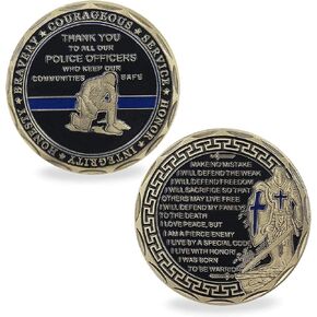 Glamtune Thank You Police Challenge Coin Law Enforcement Thin Blue Line Police Officers Prayer Coin