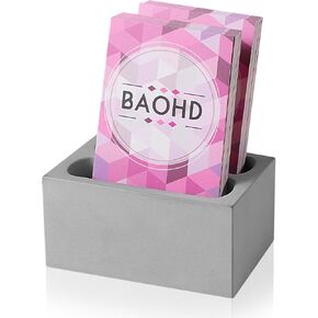 Vertical Business Card Holder for Desk - 2 Slots Concrete Business Card Display Stand - Cement Vertical Desktop Name Card Organizer - White