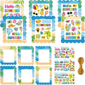 24PCS Summer Stickers Craft Kits,Make Your Own Animals World Under The Sea Scene Stickers,DIY Summer Crafts Scene with Shark Clown Fish Dolphins for Party Games Class Activities (Ocean 24PCS)