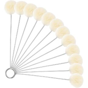simarro 12 Pack Wool Applicator Ball Brush Leathers Dye Applicator, Leathers Dye Tool, Leather Craft Tool with Metal Handle for DIY Craft Projects, Leather Dyeing, Bonding Shoe Polish