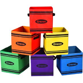 6Pcs Colorful Cubes Fabric Storage Bins Crayon Cubby Cubes with Handles Rainbow Classroom Book Toy Storage Back to School Supplies for Playroom Nursery Organizer(6 Pcs)
