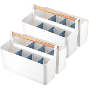 2Pcs Art Supply Organizers Caddy with Handle, Desk, Makeup Caddy and Tote (Blue)