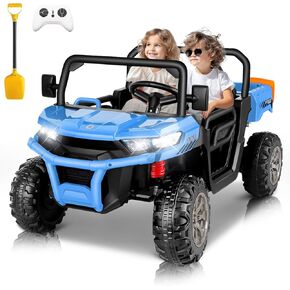 Hikole 2 Seater Ride On UTV for Kids, 24V 6x6 4WD Ride On Dump Truck with Remote Control, Dump Bed, Extra Shovel, 3 Speeds, Music, 24V Ride On Toys for Big Kids Boys Girls 3-8, Pink