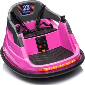 12V Baby Bumper Car for Kids with Remote Control, Electric Bumper Car for Toddlers 1-3, 360° Spinning - Rose Pink