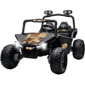 24V Ride on Toy for Big Kids, Kids' 2 Seat Electric Vehicles Outdoor Race Truck Car with 4 75W Strong MotorsBluetooth Speaker and 24V 7AH Big Battery,2 Seat Electric Cars for Kid 3-12(Woodland)