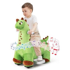 Costzon Dinosaur Ride on Toy Car, 6V Battery Powered Electric Ride on Animal with 3 Riding Modes, Music, Foot Pedal & Padded Seat, Electric Horse for Kids to Ride, Gift for Boys & Girls 3+ Years Old
