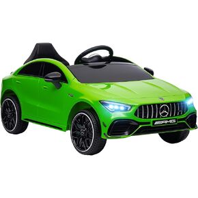 Qaba Mercedes-Benz AMG CLA 45 Licensed 12V Kids Electric Car, Battery Powered Ride on Car with Remote Control, Transport Wheels, Spring Suspension, LED Lights, Music Horn, White