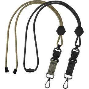 Prudiut 2 Pack Breakaway Lanyards for Id Badges, Safety Break Away Lanyard with Detachable Buckle Heavy Duty Id Badge Lanyard for Keys (Black, Army Green)