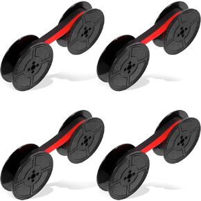 Giantree 4 Pcs Universal Typewriter Ribbon Twin Spool Replacement, Typewriter Ink Ribbon for Most Typewriters(Black Red)