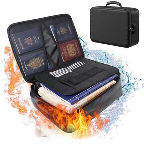 Fireproof Waterproof Document Box with Lock - 8-Layer Heat Insulated Portable File Organizer, Home & Travel Safe Storage for Important Documents, Certificates, Passports