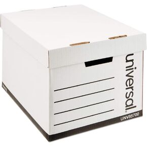 Universal 85700 Extra-Strength Storage Box w/Lid, Letter/Legal, 12 x 15 x 10, White, 12/Carton