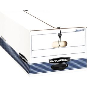 Bankers Box® Stor/File™ Standard-Duty Storage Boxes With Locking Lift-Off Lids And Built-In Handles, Legal Size, 24" x 15" x 10", 60% Recycled White/Blue, Case Of 3