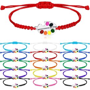 20 Pcs Art Painting Bracelets Artist Gifts Painter Artistic Bracelets with Paint Palette Charm Painter Jewelry for Art Paint Rainbow Graduation Birthday Party Favors, 10 Colors