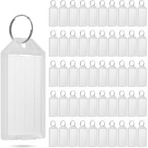 50 PCS Blastic Key Tags مع الملصقات ، الملصقات الرئيسية مع نافذة الحلقة والملصق ، معرفات المفاتيح للأمتعة ، محرك USB ، حقيبة الظهر ، هدايا تصنيف المكاتب المنزلية للأمتعة (White)