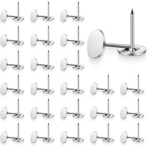 100 Pcs Silver Flat Head Thumb Tacks for Wall, 7/16 Inch Heavy Duty Metal Upholstery Wall Push Pins Long Tacks Nails for Wood Fabric Furniture Cork Bulletin Board Home Office DIY Projects