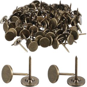 100pcs Heavy Duty Flat Head Thumb Tacks, 7/16 Inch Upholstery Push Pins for Wall, Furniture Decor Pushpin Dia 11mm/0.43 Inch, Decorative Nails for Office Home Wooden Photo(Bronze)