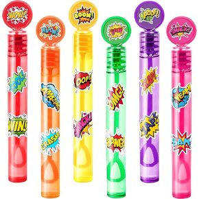 Hero Party Favors for Kids – 24PCS POW BAM ZAP Mini Bubble Wands, Great for Birthday Supplies, Piñata Fillers, Goodie Bags & Classroom Rewards