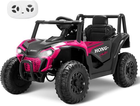 12V Kids Ride on UTV Truck, Ride on Car Toys w/Remote Control, Music, Bluetooth, LED Lights, Kids Battery Powered Electric Vehicle for Boys Girls, Pink in Saudi Arabia