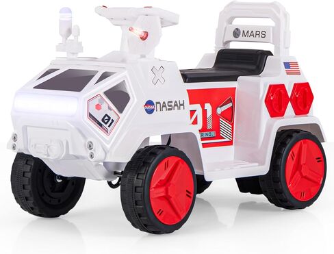 olakids ry on atv ، لعبة كهربائية 6 فولت للأطفال مع الرادار ، الصاروخ ، mp3 ، USB ، القرن ، عرض الطاقة ، المصباح الأمامي ، هدية بطارية 4-عجلات رباعية تعمل بالبطارية للأطفال الصغار الأولاد الفتيات 3+ (أبيض) (أبيض) in Kuwait