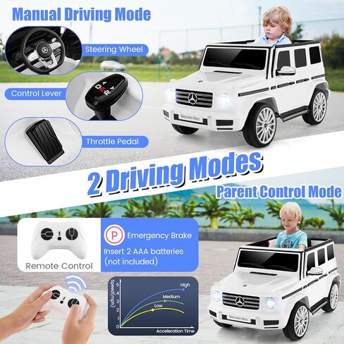 Costzon Ride On Car ، Mercedes-Benz G500 Truck Sucented W/Rocking Mode ، 3 سرعات ، عن بُعد ، قرن ، مصابيح الموسيقى والمصابيح LED ، تعليق الربيع ، بطارية 12 فولت مدعومة 4WD GAGON COLTREN in Kuwait