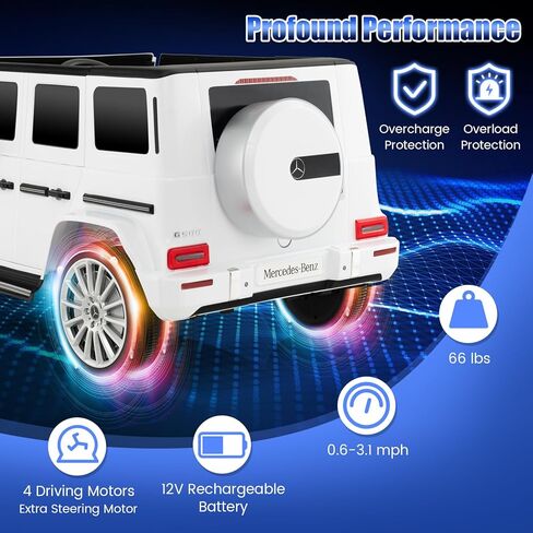 Costzon Ride On Car ، Mercedes-Benz G500 Truck Sucented W/Rocking Mode ، 3 سرعات ، عن بُعد ، قرن ، مصابيح الموسيقى والمصابيح LED ، تعليق الربيع ، بطارية 12 فولت مدعومة 4WD GAGON COLTREN in Kuwait