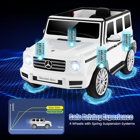Costzon Ride On Car ، Mercedes-Benz G500 Truck Sucented W/Rocking Mode ، 3 سرعات ، عن بُعد ، قرن ، مصابيح الموسيقى والمصابيح LED ، تعليق الربيع ، بطارية 12 فولت مدعومة 4WD GAGON COLTREN in Kuwait