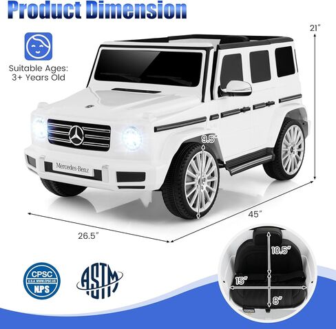 Costzon Ride On Car ، Mercedes-Benz G500 Truck Sucented W/Rocking Mode ، 3 سرعات ، عن بُعد ، قرن ، مصابيح الموسيقى والمصابيح LED ، تعليق الربيع ، بطارية 12 فولت مدعومة 4WD GAGON COLTREN in Kuwait