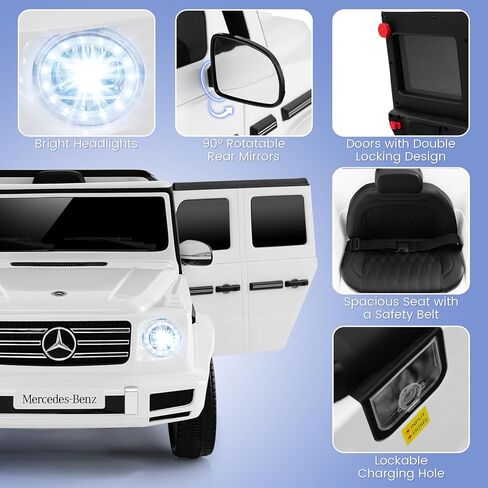 Costzon Ride On Car ، Mercedes-Benz G500 Truck Sucented W/Rocking Mode ، 3 سرعات ، عن بُعد ، قرن ، مصابيح الموسيقى والمصابيح LED ، تعليق الربيع ، بطارية 12 فولت مدعومة 4WD GAGON COLTREN in Kuwait