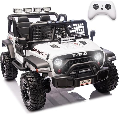 NEWQIDA 24V Ride on Toys for Big Kids, 4WD Kids Battery Powered Electric Vehicles 2 Seater Ride-on Truck Car W/Remote Control, Wheeler Suspension, EVA Tires, 3 Speeds, LED Lights, Music, Blue in Saudi Arabia