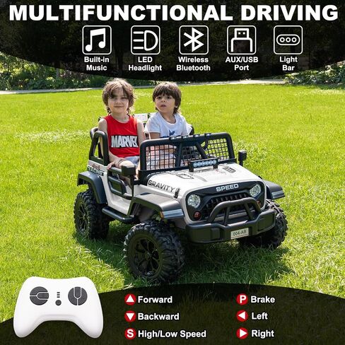 NEWQIDA 24V Ride on Toys for Big Kids, 4WD Kids Battery Powered Electric Vehicles 2 Seater Ride-on Truck Car W/Remote Control, Wheeler Suspension, EVA Tires, 3 Speeds, LED Lights, Music, Blue in Saudi Arabia
