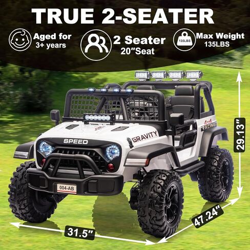 NEWQIDA 24V Ride on Toys for Big Kids, 4WD Kids Battery Powered Electric Vehicles 2 Seater Ride-on Truck Car W/Remote Control, Wheeler Suspension, EVA Tires, 3 Speeds, LED Lights, Music, Blue in Saudi Arabia