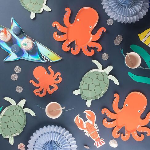 Meri Meri Mermaid Birthday Disposable Plates for Party, Pack of 8 - Under the Sea Plates, Party Decorations in Saudi Arabia