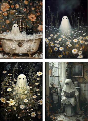 GemZono 4 Pack Diamond Painting Kits for Adults DIY 5D Halloween Ghost Diamond Art Paint with Round Diamonds Full Drill Nightmare Gem Art Painting Kit for Home Wall Decor Gifts(12x16inch) in Saudi Arabia