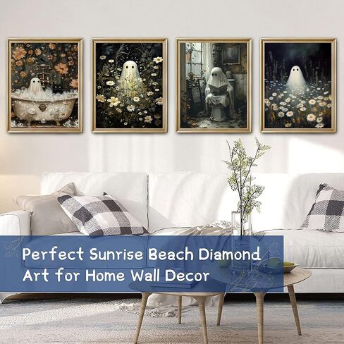 GemZono 4 Pack Diamond Painting Kits for Adults DIY 5D Halloween Ghost Diamond Art Paint with Round Diamonds Full Drill Nightmare Gem Art Painting Kit for Home Wall Decor Gifts(12x16inch) in Saudi Arabia