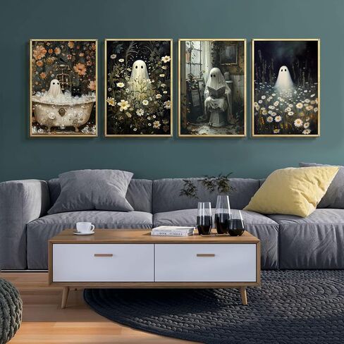 GemZono 4 Pack Diamond Painting Kits for Adults DIY 5D Halloween Ghost Diamond Art Paint with Round Diamonds Full Drill Nightmare Gem Art Painting Kit for Home Wall Decor Gifts(12x16inch) in Saudi Arabia
