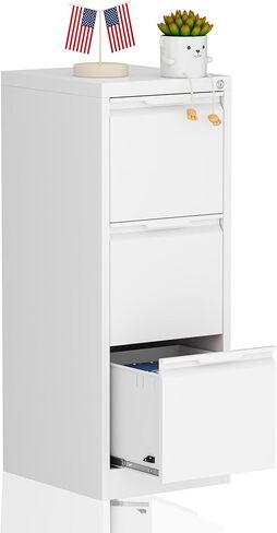 2-Drawer Metal File Cabinet with Lock,Vertical Filing Cabinets for Home Office,Heavy Duty Office Organizer for Letter/Legal/A4 Size Files,Assembly Required in Kuwait