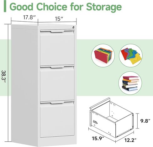 2-Drawer Metal File Cabinet with Lock,Vertical Filing Cabinets for Home Office,Heavy Duty Office Organizer for Letter/Legal/A4 Size Files,Assembly Required in Kuwait