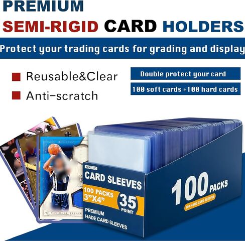 1000 Top Loaders for Cards for Baseball, Football, MTG Cards, Ultra-Clear Protectors for Trading Collectibles (500 Hard Sleeves+500 Soft Sleeves) in Saudi Arabia