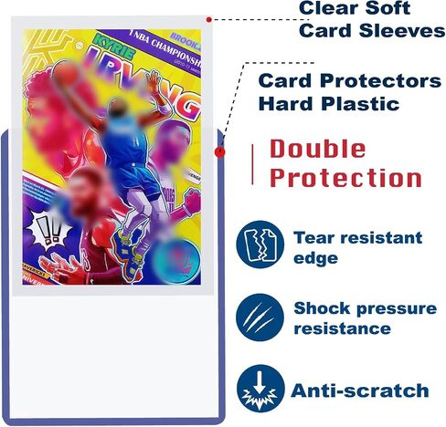 1000 Top Loaders for Cards for Baseball, Football, MTG Cards, Ultra-Clear Protectors for Trading Collectibles (500 Hard Sleeves+500 Soft Sleeves) in Saudi Arabia