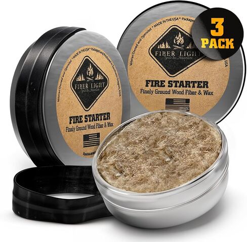 Fire Starter Natural Wood Fiber Tinder, Water Resistant, Survival Kit Camping Kit in Waterproof Tin in Saudi Arabia