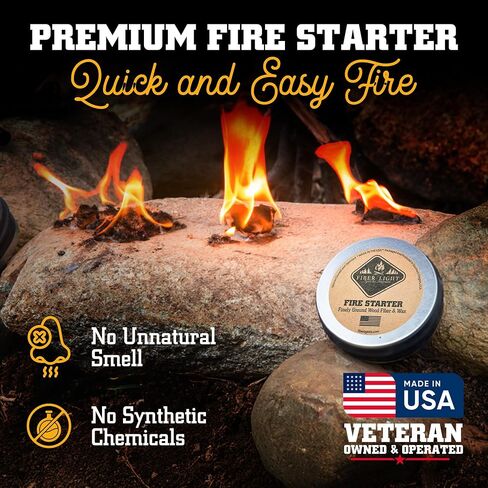 Fire Starter Natural Wood Fiber Tinder, Water Resistant, Survival Kit Camping Kit in Waterproof Tin in Saudi Arabia
