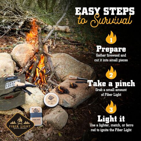 Fire Starter Natural Wood Fiber Tinder, Water Resistant, Survival Kit Camping Kit in Waterproof Tin in Saudi Arabia