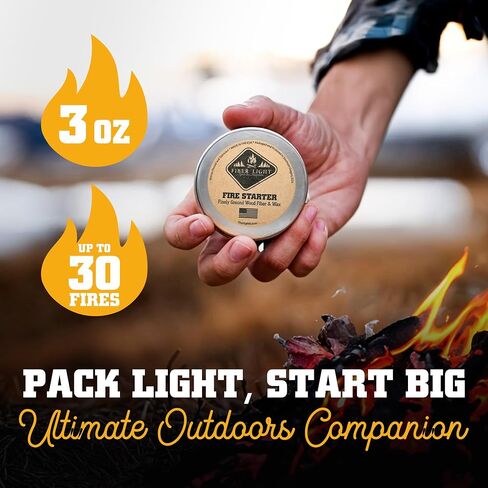 Fire Starter Natural Wood Fiber Tinder, Water Resistant, Survival Kit Camping Kit in Waterproof Tin in Saudi Arabia