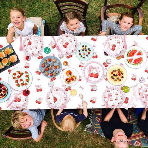 Cherry Party Decorations - Cherry Birthday Decorations Serves 24 Includes Cherry Paper Plates, Napkins, Cups, Forks, Tablecloth, Banner, for Cherry Themed Party Decorations in Kuwait