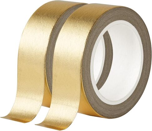 Gold Foil Washi Tape - 2 Rolls Low Tack Self Adhesive Decorative Metallic Foil Masking Tape for Crafting,Scrapbooking and Wall Decor Decorative 0.59in x66FT in Saudi Arabia